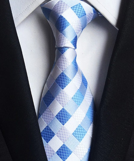 Blue and White Squares Neck Tie