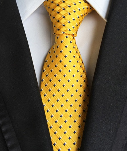 Yellow with Blue Dots Neck Tie