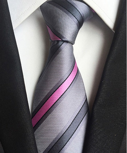 Gray with Pink Stripe Neck Tie